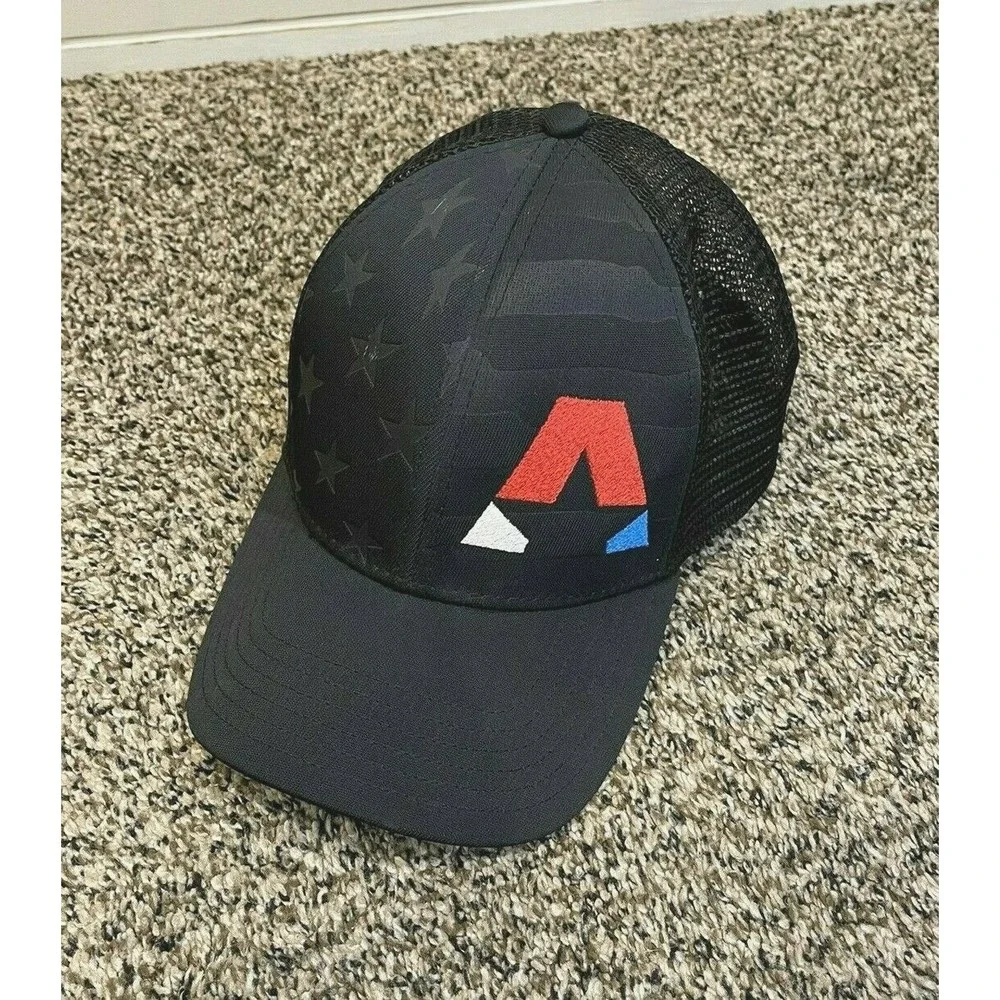 Snapback Adjustable USA Mesh Baseball Black Hat Unisex 1 Size Pre-Owned